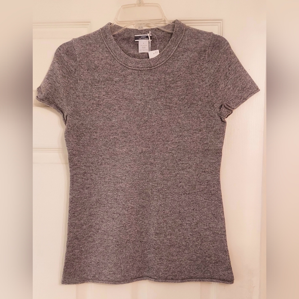 NWT J.crew Heather Gray Short Sleeve Cahmere Tee. Size Small